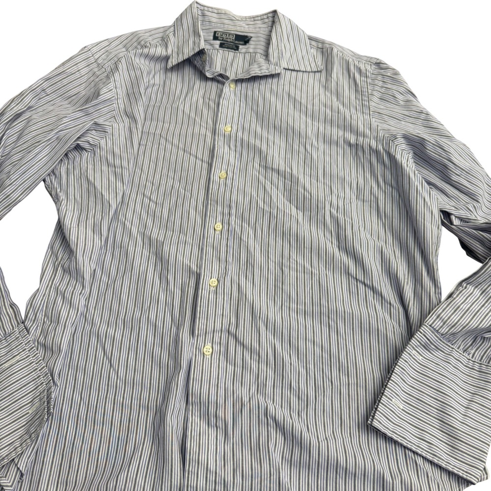 Polo Ralph Lauren Andrew Striped Button Down‎ Shirt Mens 17.5 34/35 *READ*
